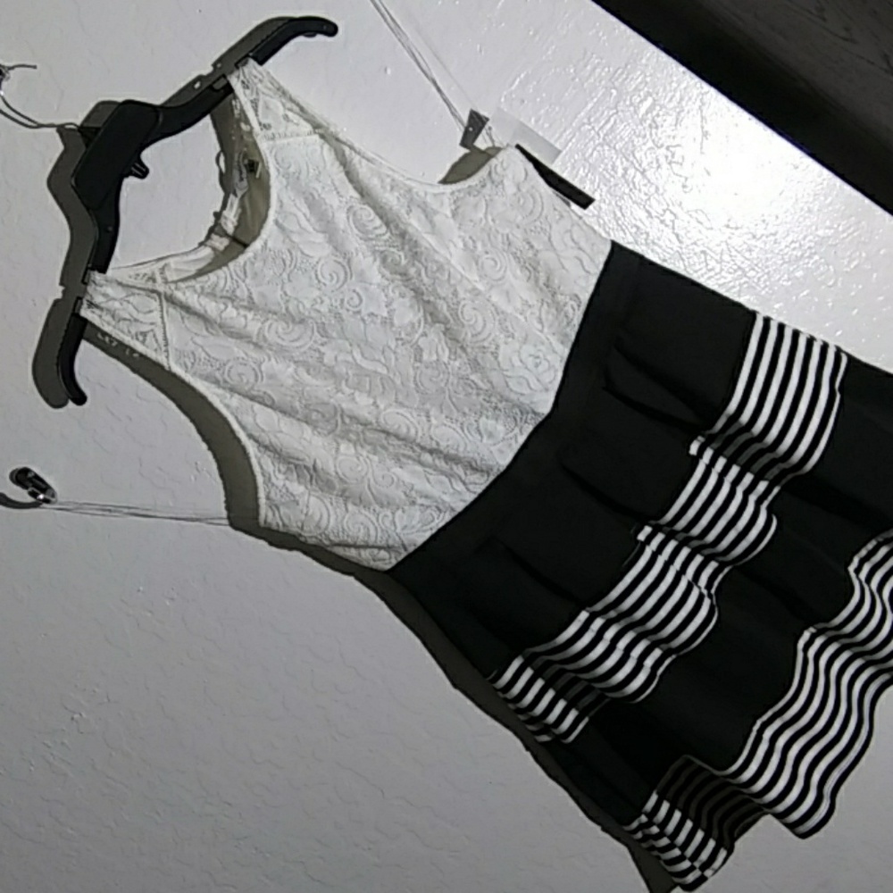 Black and white striped dress with pockets